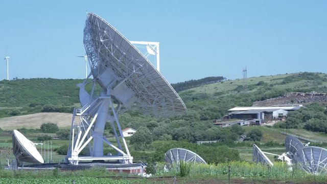 Telecommunication parabolic dish antenna complex 4k