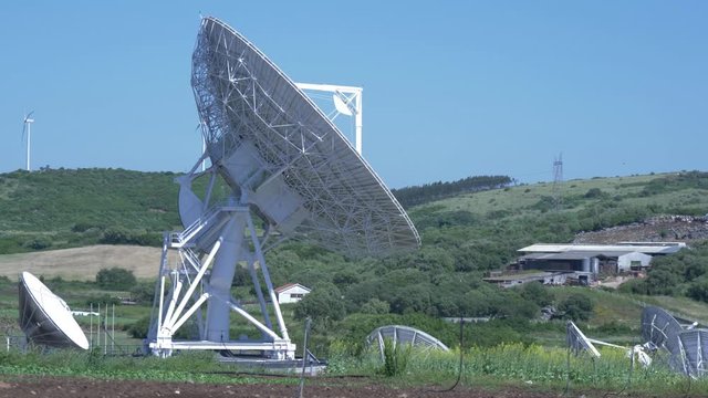Telecommunication parabolic dish antenna complex 4k