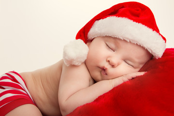 Christmas Portrait of sleeping baby 