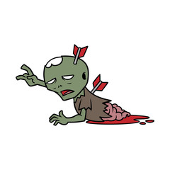 Cartoon Crawling Zombie Vector Illustration