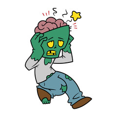 Cartoon Zombie With Open Head Illustration