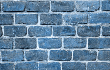 Brick wall. Natural pattern stone blue background. Trendy 2020 year color.