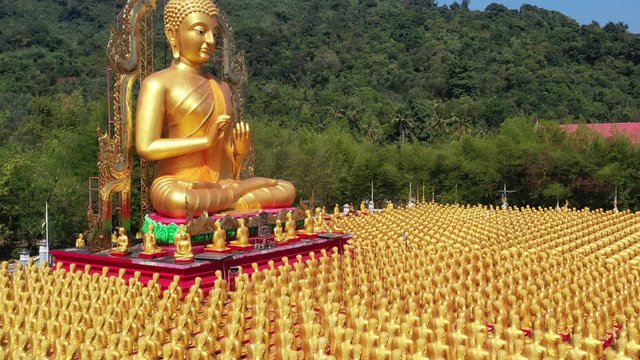 aerial view of buddha statue in thailand temple