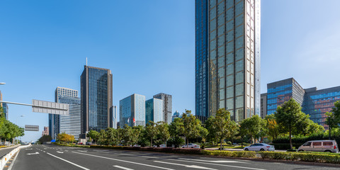 Fototapeta premium Urban modern architectural landscape and Street View Road