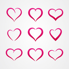 Set of abstract heart shape outline vector. symbol of love
