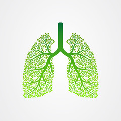 Tree branches with leaves shaped like human lungs.