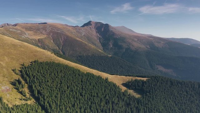 Aerial view of high alpine pastures in Parang Mountains