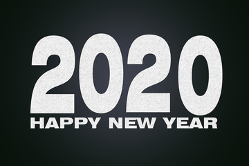 Happy new year 2020, White text on black color Background, Illustration merry Christmas and happy new year 2019-2020.