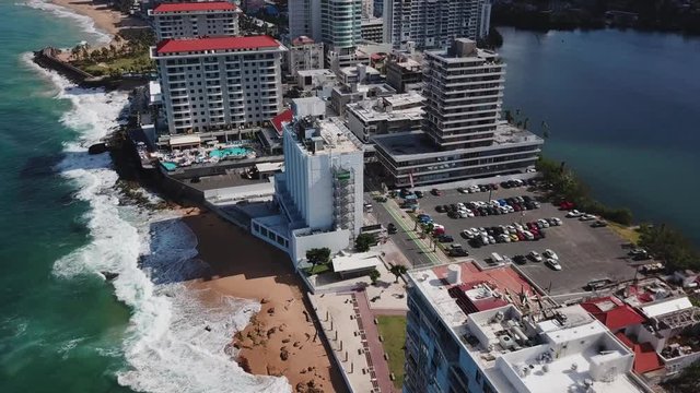 Droning Condado hotels and high rises near Santurce
