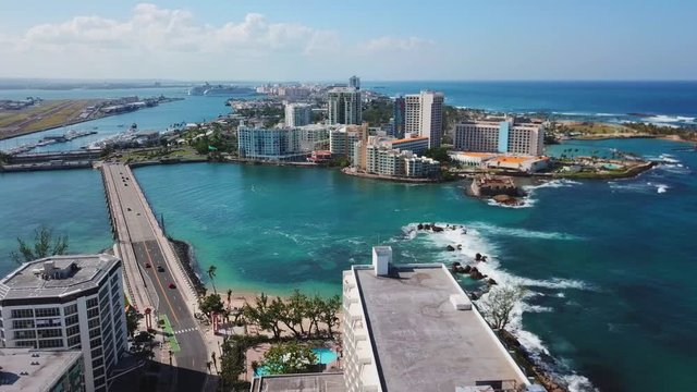 Droning around Condado towards Old San Juan Puerto Rico