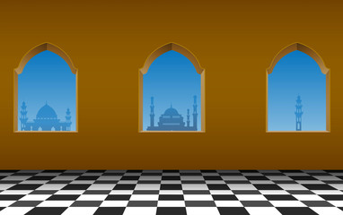 Fototapeta premium view of arab city at the windows in the day time