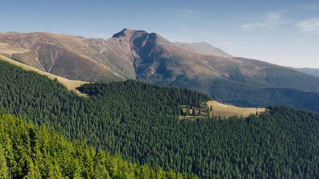 Aerial view of high alpine pastures in Parang Mountains