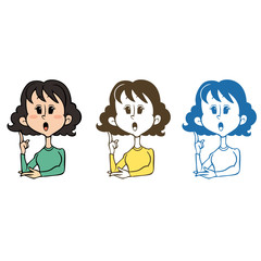 納得した女性：３つのカラーバリエーションセット