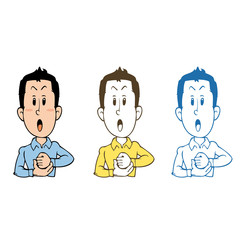 納得した男性：３つのカラーバリエーションセット