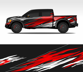 Car wrap decal design vector, for advertising or custom livery WRC style, race rally car vehicle sticker and tinting custom. 4x4 ford Raptor double cabin. © 21graphic
