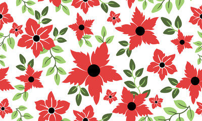 Vintage floral pattern background, modern leaf flower.