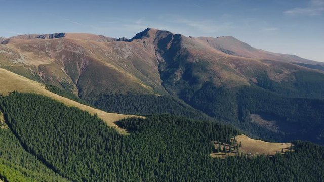 Aerial view of high alpine pastures in Parang Mountains