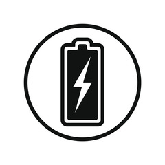 Storage battery graphic Icon. Level battery charging  sign in the circle isolated on white background. Vector illustration
