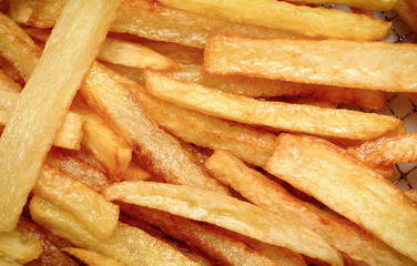 French fries fried in oil. Unhealthy nutrition concept