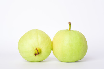 Fresh organic guava tropical fruit on white background. Healthy food high vitamin C concept.