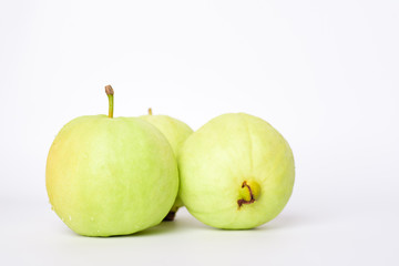 Fresh organic guava tropical fruit on white background. Healthy food high vitamin C concept.