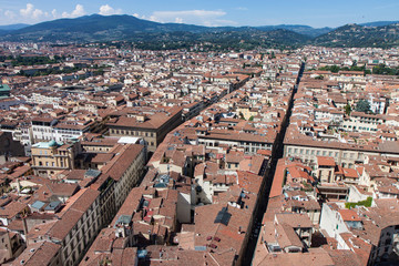 City Blocks with Red Clay Roofs In Florence