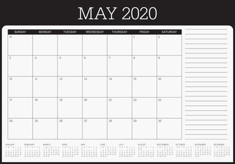 May 2020 desk calendar vector illustration