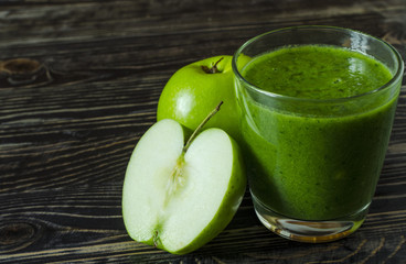 fruit green smoothie in a transparent bowl apples and greens healthy food