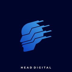 Head Technology Illustration Vector Design Template