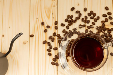 cup of coffee on vintage background