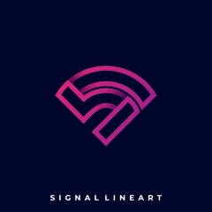 Signal Line Art Illustration Vector Design Template