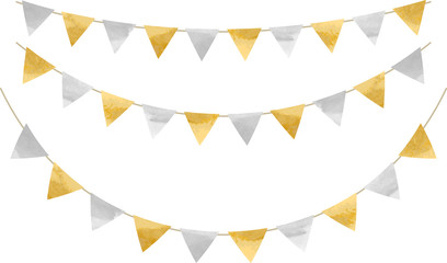 フラッグ_三角_ガーランド_水彩_シルバー_銀_ゴールド_金 _クリスマス_お正月