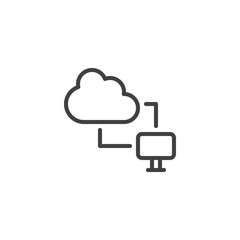 Cloud computing network line icon. linear style sign for mobile concept and web design. Cloud server connection outline vector icon. Symbol, logo illustration. Vector graphics