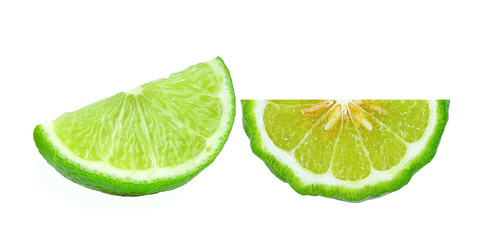 Fototapeta na wymiar Lemon Bergamot slices on white background