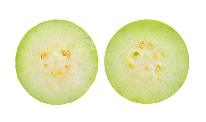 Guava slice on white background