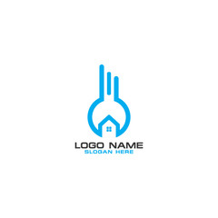 House Fix Home Fixing Logo with Wrench Symbol Outline full vector EPS10