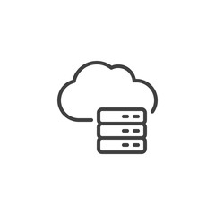 Cloud Data Storage line icon. linear style sign for mobile concept and web design. Cloud server, hosting outline vector icon. Symbol, logo illustration. Vector graphics