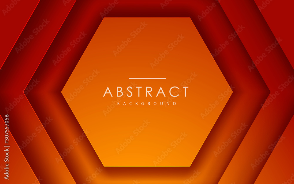 Poster abstract 3d hexagon papercut layer orange background