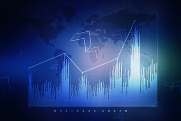 2d rendering Stock market online business concept. business Graph 