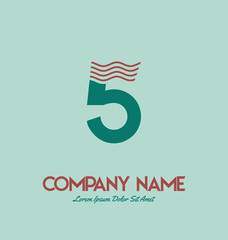 Number 5 vector font alphabet, modern dynamic flat design for your unique elements design , logo, corporate identity, application, creative poster & more