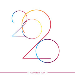 Happy 2020 new year elegant greeting card with gradient text. Vector.