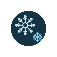Big and small snowflake flat icon. Round colorful button, Snow flakes circular vector sign. Flat style design