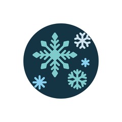 Snow flakes flat icon. Round colorful button, Snowflake circular vector sign. Flat style design