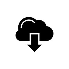 Cloud Download Vector Glyph Icon, Solid Style.
