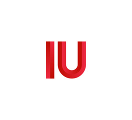Initial two letter red 3D logo vector IU