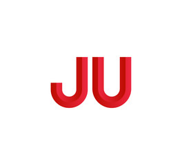 Initial two letter red 3D logo vector JU