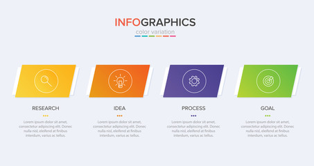 Infographic design with icons and 4 options or steps. Thin line vector. Infographics business concept. Can be used for info graphics, flow charts, presentations, web sites, banners, printed materials.