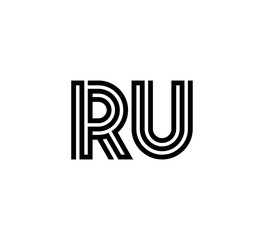 Initial two letter black line shape logo vector RU