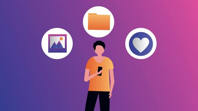 social media tech with man using smartphone