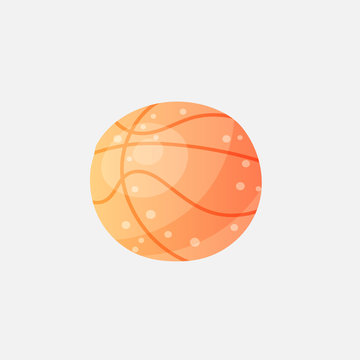 Vector icon, flat colored illustration of basketball ball, isolated on light background. Professional sport basketball symbol, orange rubber ball for basketball game. Logo, icon of ball